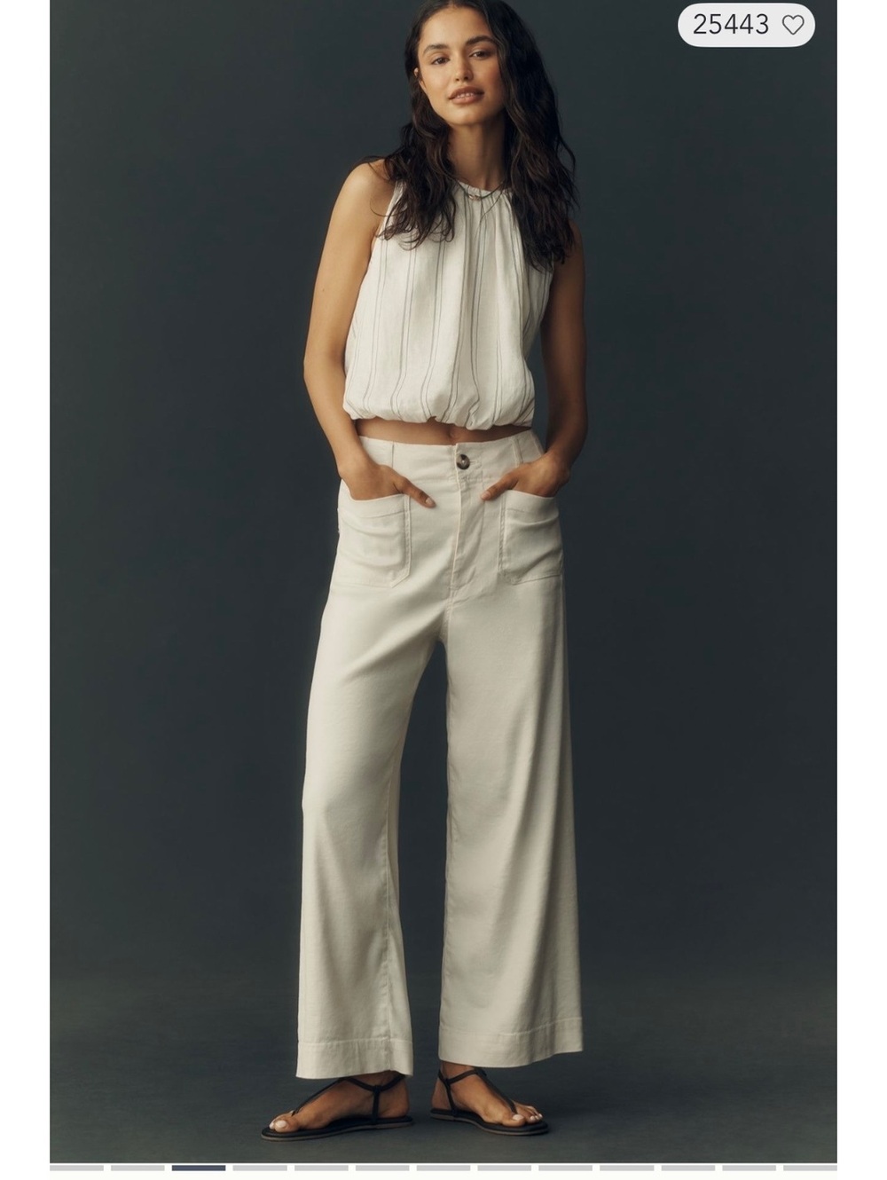 The Colette by Maeve Cropped Wide Leg Chalk White Pants Size 27